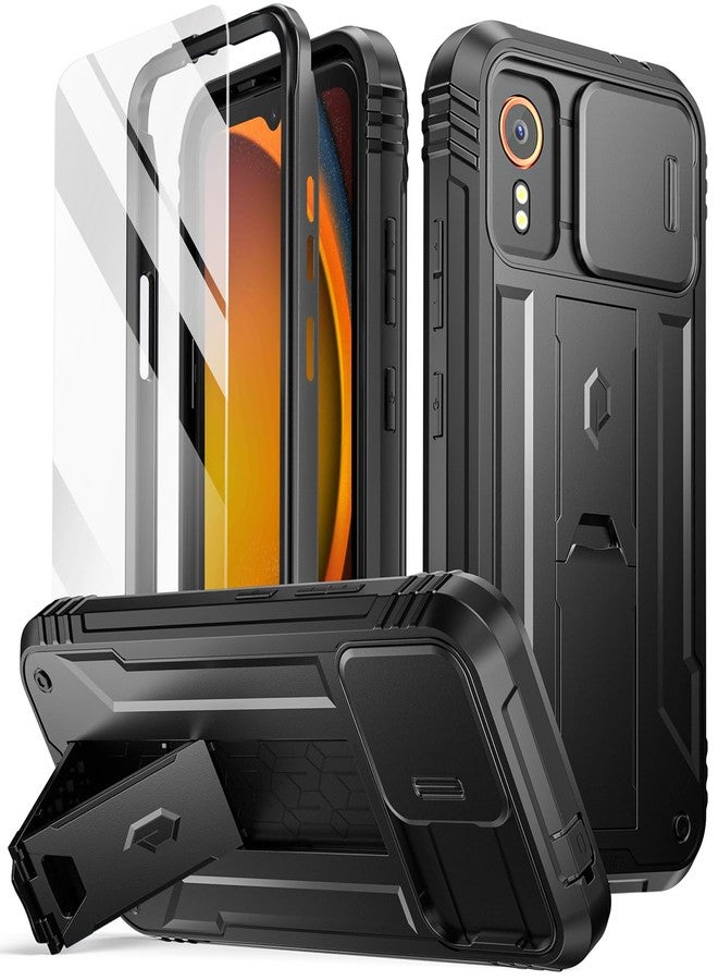 Poetic Revolution Case Compatible with Galaxy Xcover 7 5G, [Slide Camera Cover], [20FT Mil-Grade Drop Tested], Full-Body Military Grade Rugged Dual-Layer Shockproof Cover with Kickstand, Black - Image 1